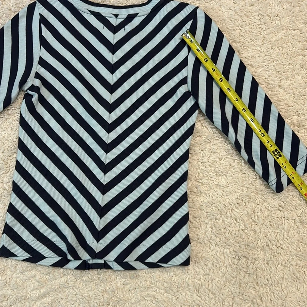 NWT ANTHRO MAEVE XS front zip scoop neck top in blue motif - Picture 8 of 10